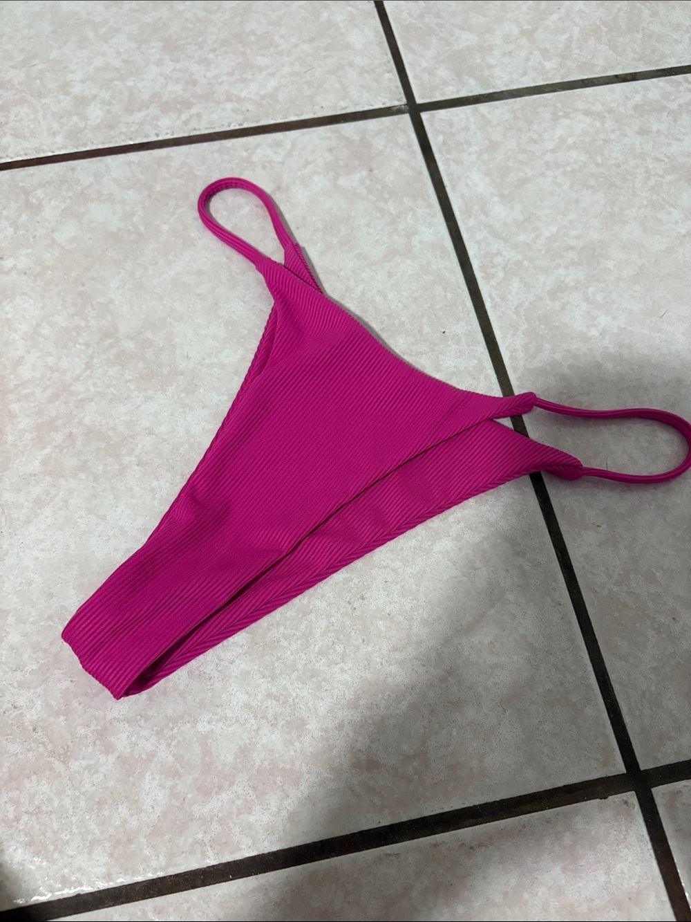 Women’s Pink Ribbed High-Cut Bikini Bottom
